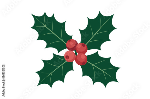 A simple, stylized graphic of a holly sprig with leaves and berries.