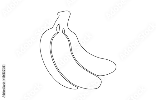 Banana continuous one line art drawing. Healthy food natural organic concept, Continuous line drawing whole bunch healthy organic banana, Outline vector illustration.