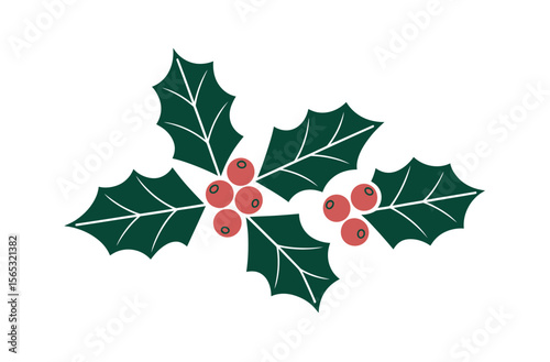 Festive Holly Branch Design for Holiday Decor