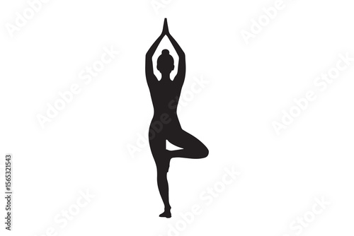 a girl practice yoga  vector and shiuloti simple and white background 