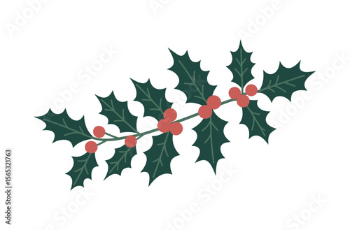 Festive Holly Branch Design for Holiday Decor