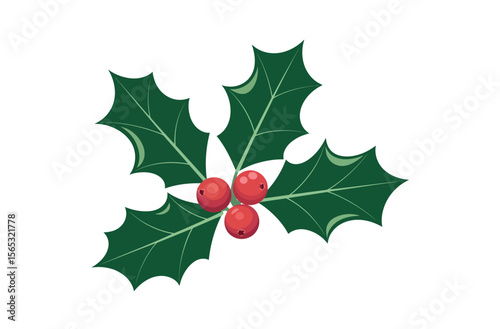 A simple, stylized graphic of a holly sprig with leaves and berries.