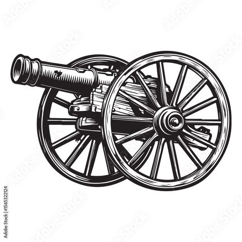 Silhouette of Vintage cannon vector illustration