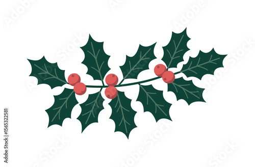 Festive Holly Branch Design for Holiday Decor