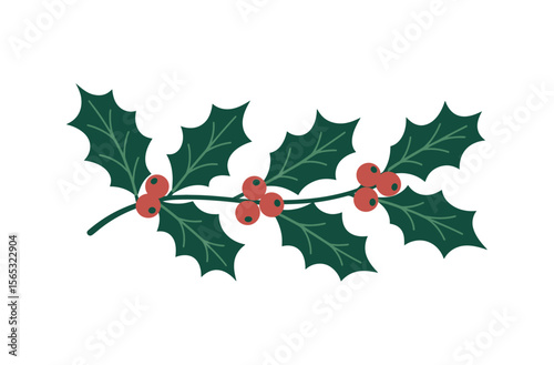 Festive Holly Branch Design for Holiday Decor