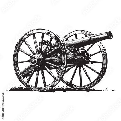 Silhouette of Vintage cannon vector illustration