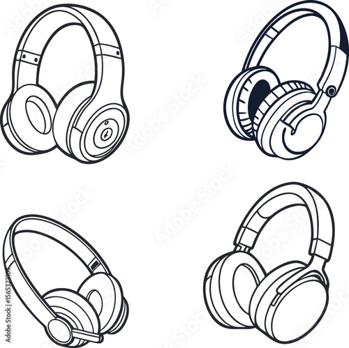 headphones icon set
