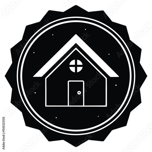 Social worker element isolated home visit badge on white background