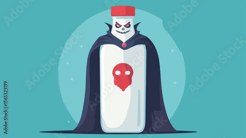 Dracula Character Illustration Holding Bottle of Milk