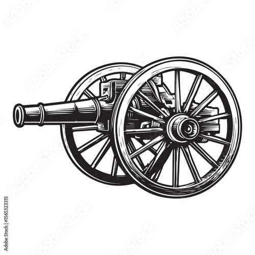 Silhouette of Vintage cannon vector illustration