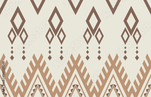 Geometric ethnic Native American tribal patterns, featuring Aztec and Navajo motifs, create a seamless decorative texture. Design for background ,curtain, carpet, clothing, wrapping, Batik.