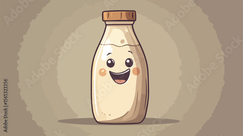 Cute Mechanic Cartoon Mascot with Bottle of Milk - Fun and Quirky Cartoon Character Design