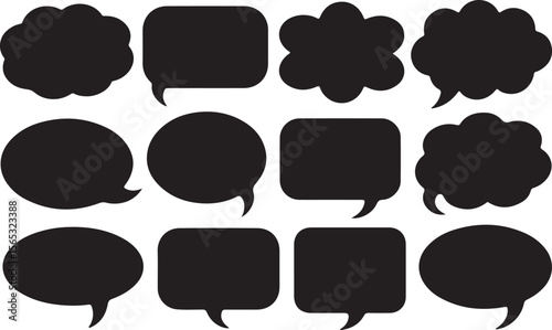 Collection of Black Speech Bubbles  Various Shapes for Design Projects