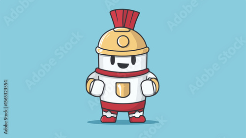 Spartan Character Cartoon Mascot Holding Bottle of Milk