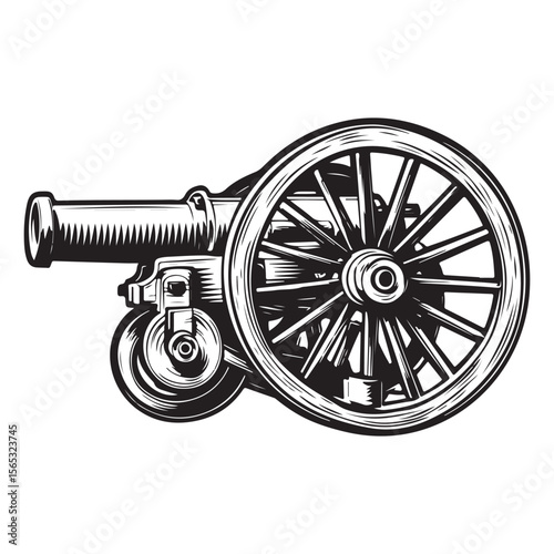Silhouette of Vintage cannon vector illustration