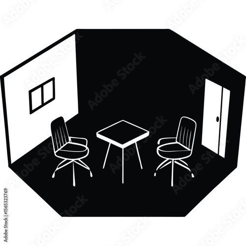 Social worker element isolated interview room on white background