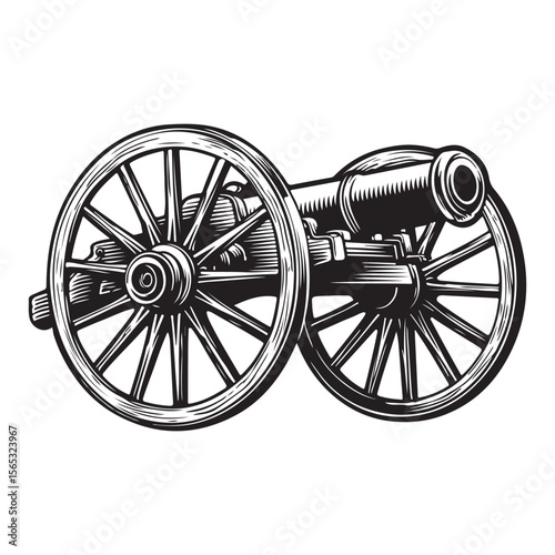 Silhouette of Vintage cannon vector illustration