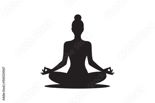 a girl practice yoga  vector and shiuloti simple and white background 