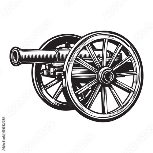 Silhouette of Vintage cannon vector illustration