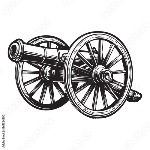 Silhouette of Vintage cannon vector illustration