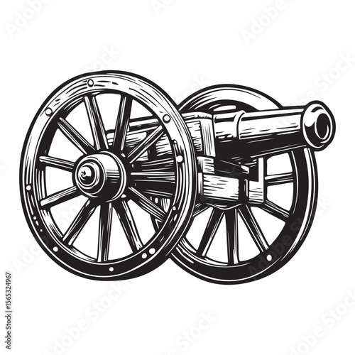 Silhouette of Vintage cannon vector illustration