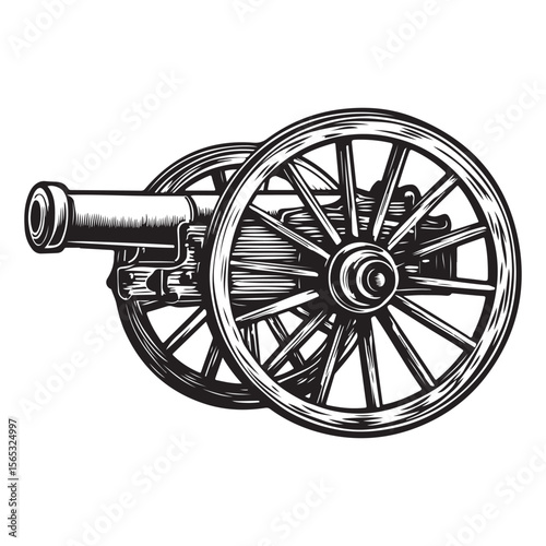 Silhouette of Vintage cannon vector illustration