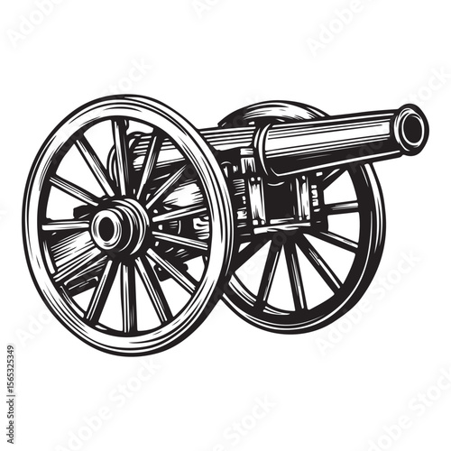 Silhouette of Vintage cannon vector illustration