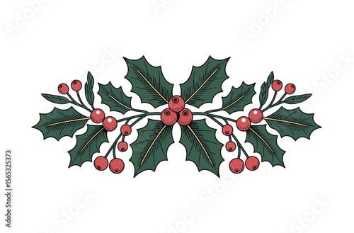 Vintage Holly and Berries Clipart Illustration
