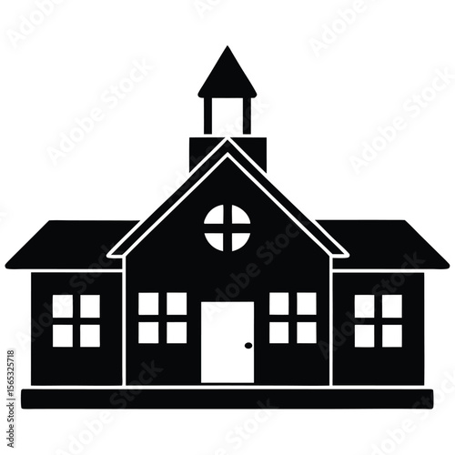 Social worker element isolated school building icon on white background