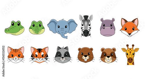 A Whimsical Collection of Pixelated Animal Faces Featuring Cute Forest and Safari Creatures for Childrens Entertainment and Educational Content