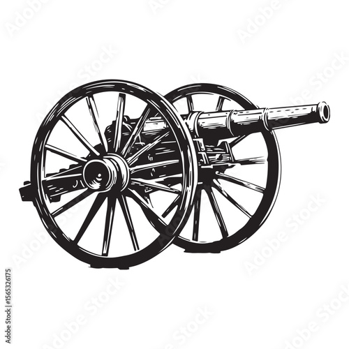 Silhouette of Vintage cannon vector illustration