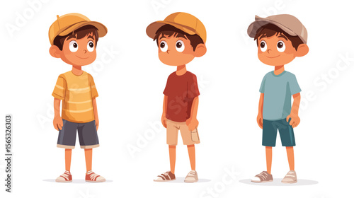 Cute Cartoon Boy in Summer Outfit Vector Illustration