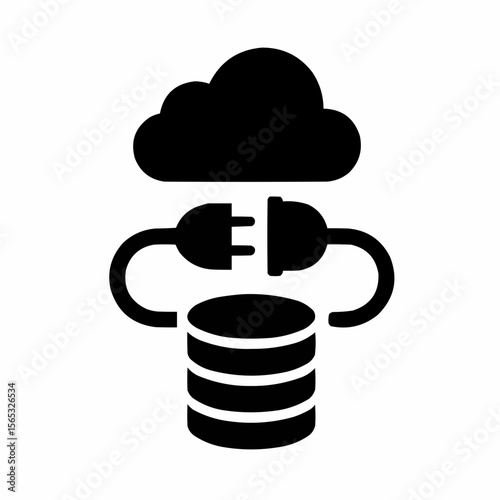 Plug linking cloud and database. Data exchange symbol