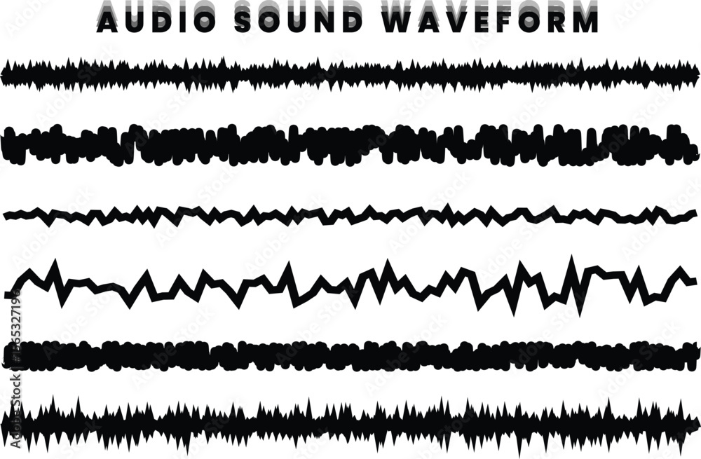 Obraz premium Abstract Audio Sound Waveform Lines Set.
