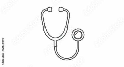 Outline drawing of a stethoscope with earpieces and chestpiece for medical examination tool use case