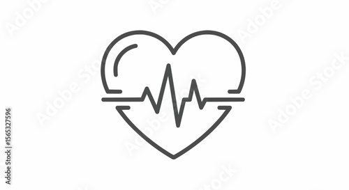 Heartbeat line inside heart shape depicting health and wellness on a white background with simple design
