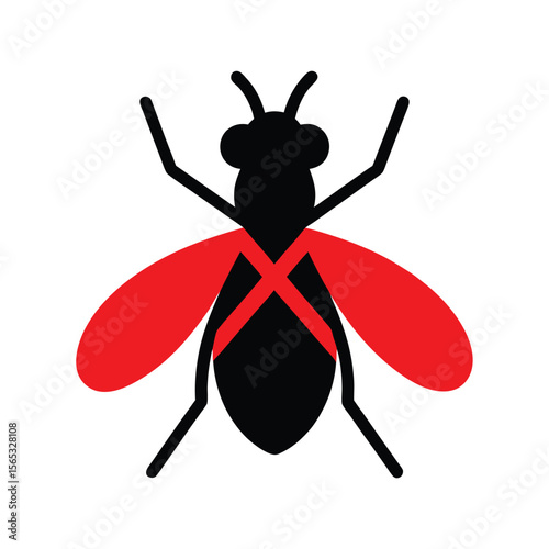 Tsetse Fly Insect with Ban Sign in Red Circle