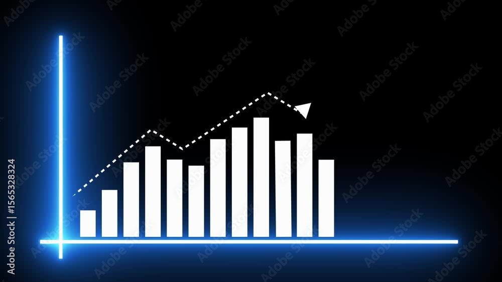 Abstract business graph icon animation background. allusive graph chart showing marketing sales profit increasing to future target suitable for business development direction animation.