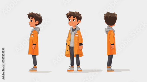 Young Boy in Science Gown on Isolated Flat Vector Illustration