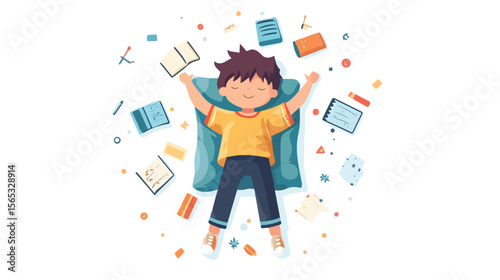 Professional Boy Lying with Dyslexia Flat Vector Illustration