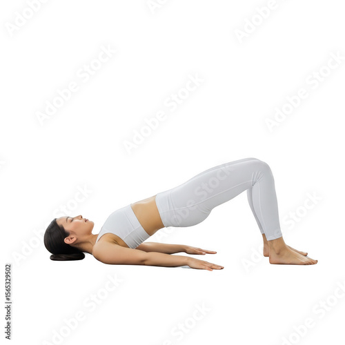 Woman doing bridge pose isolated on transparent background