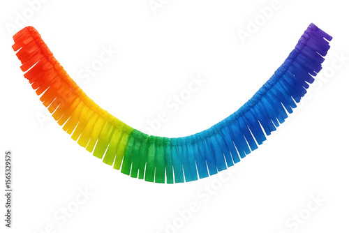 Rainbow garland hanging, spreading colorful joy across transparent backdrop, enhancing celebratory decor with vivid festive spirit