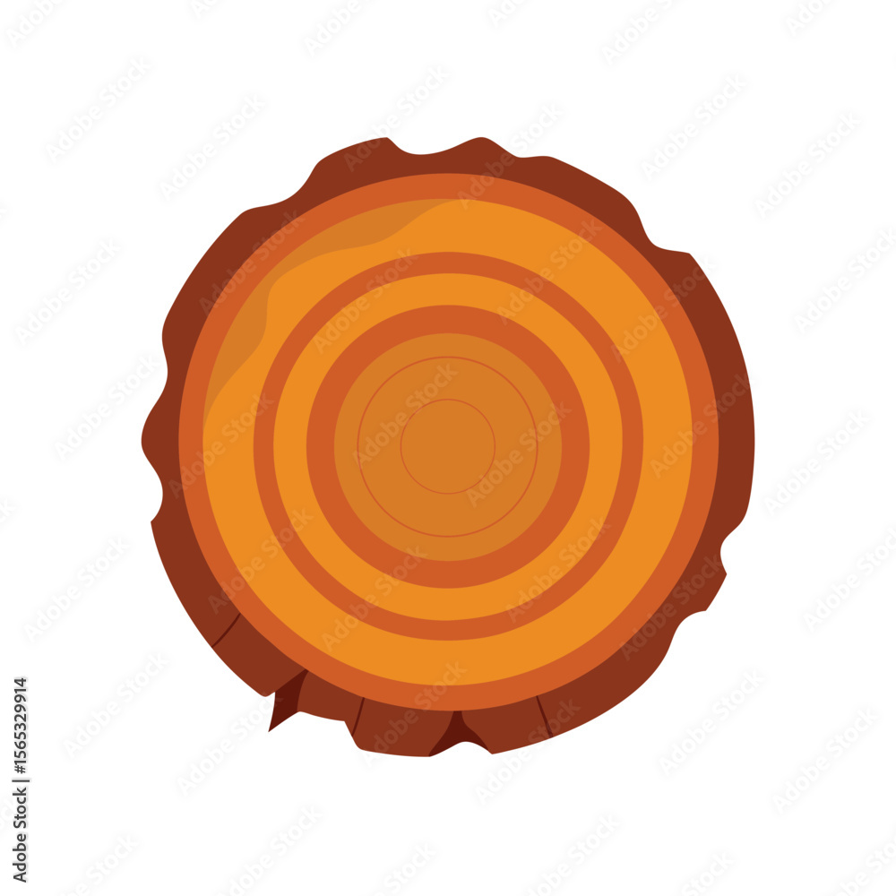 Fototapeta premium Smooth Tree Slice Illustration Without Bark Edges