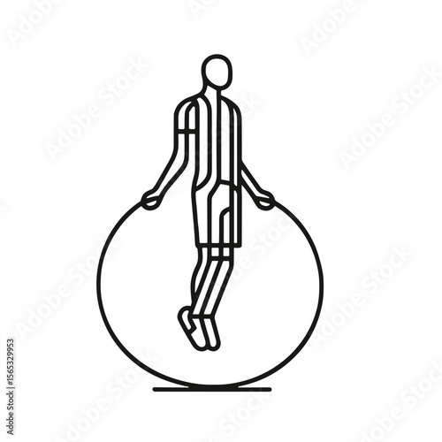 Minimalistic line art illustration of person jumping rope  