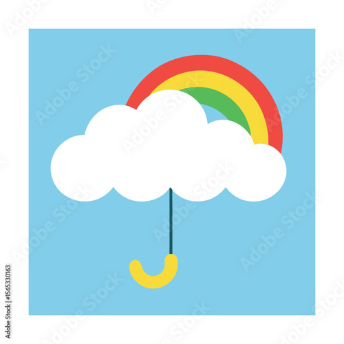 Cloud and Rainbow Umbrella Icon for Joyful Weather