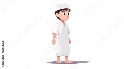 Young Boy in White Clothes for Umrah Pilgrimage