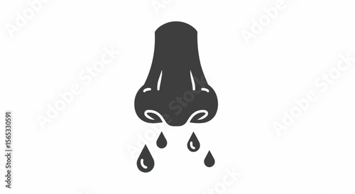 Illustration of a human nose with dripping liquid indicating a runny nose or nasal discharge issue