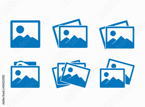 Simple design photography icon set vector.  Gallery icon set. Image gallery. Picture symbol .Photo signs. Silhouette of an image, Photo album icon. Vector illustration. picture icons, gallery icons.