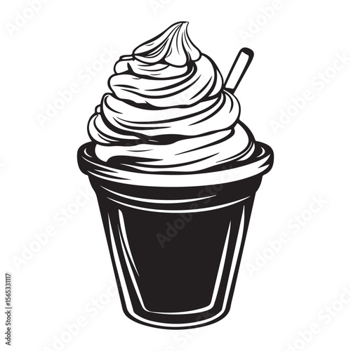 Silhouette of an ice cream vector logo illustration, Minimalist cup ice cream logo vector art illustration
