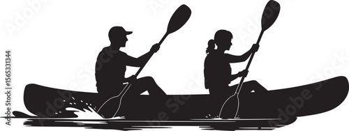 Animal Illustration Canoeing and Kayaking with Duo and Solo Kayaks on the Water
